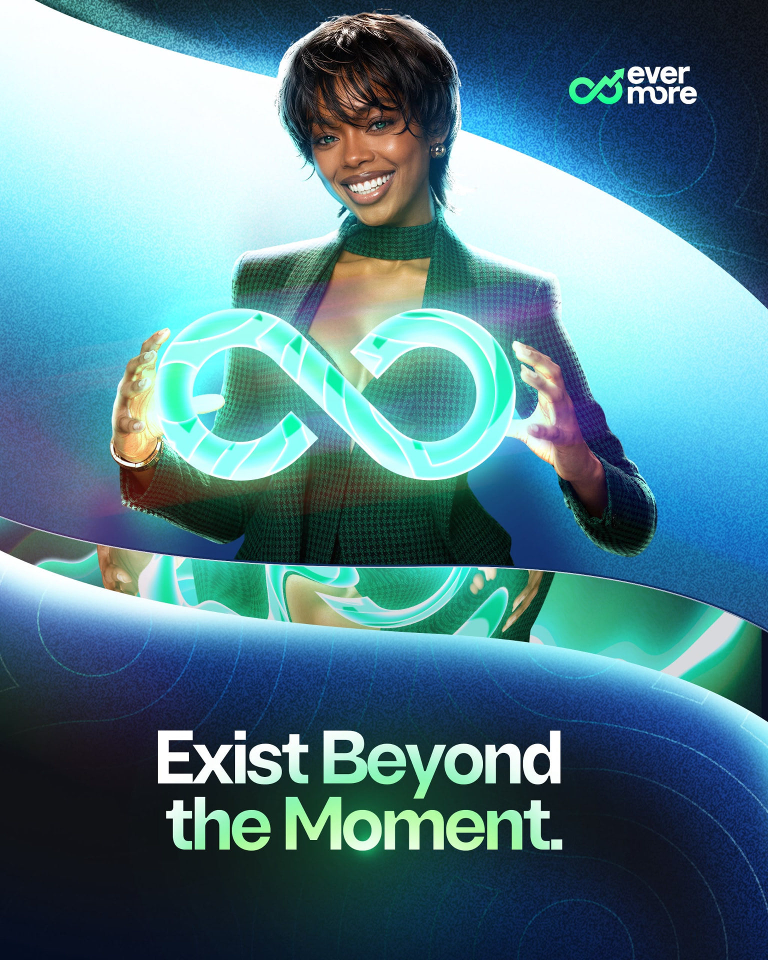 Evermore member holding the glowing Evermore infinity mark
